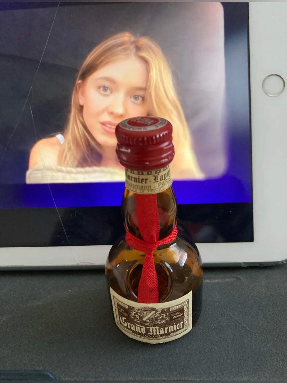 Grand Marnier Miniature Bottle - Amber with Red Ribbon